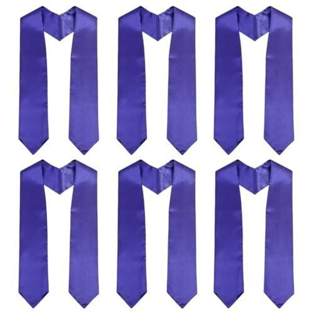 7569 6 Pieces Plain Graduation Honor Stole Bulk Unisex Academic Sashes